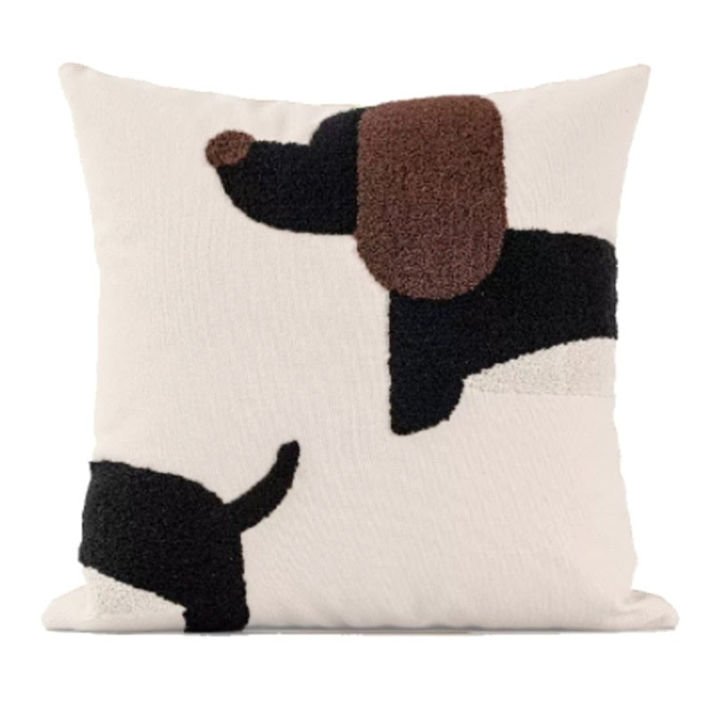 Embroidered Dachshund Pillow Cover