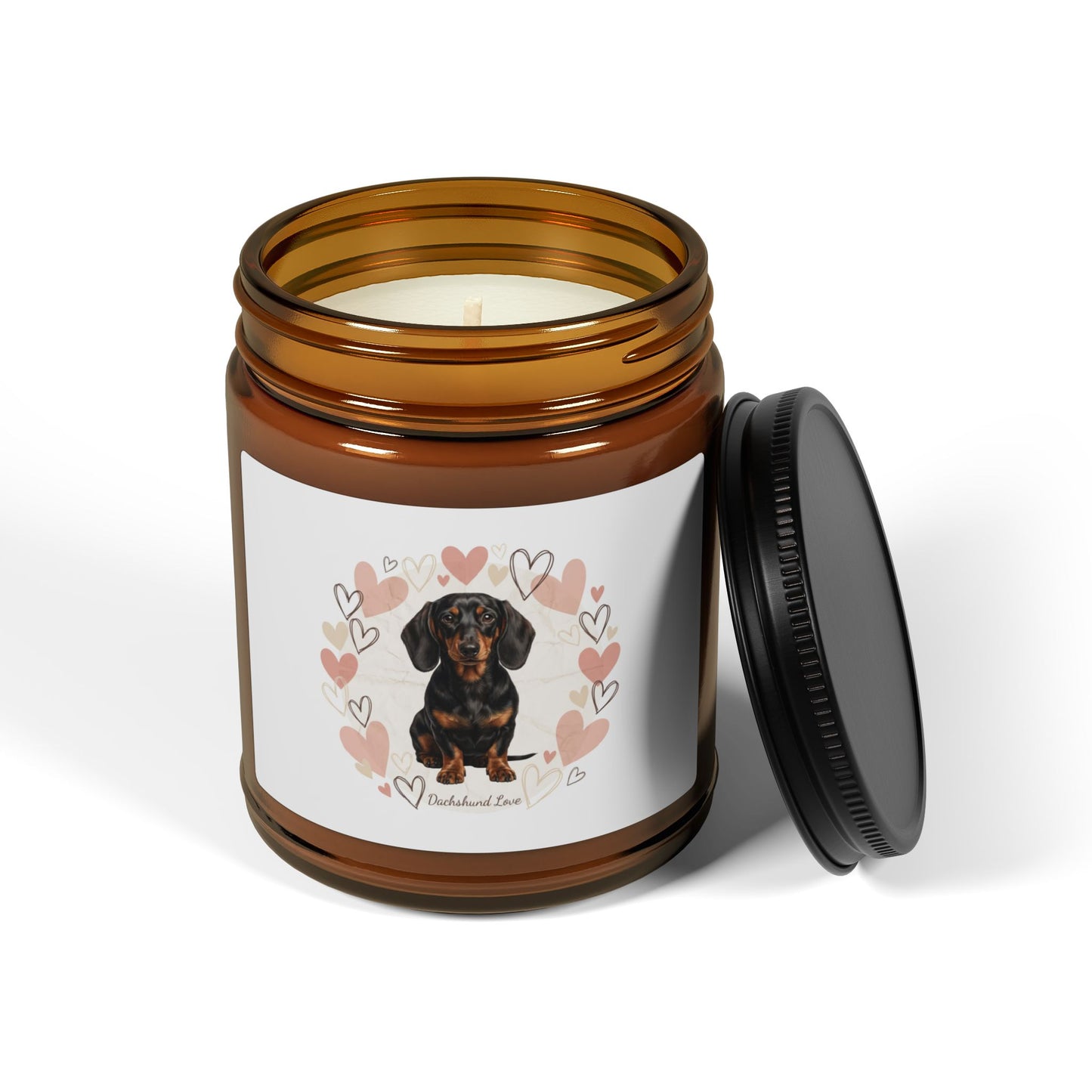 Dachshund Love Soy Candle — Amber Jar Scented Candle (Multiple Sizes)