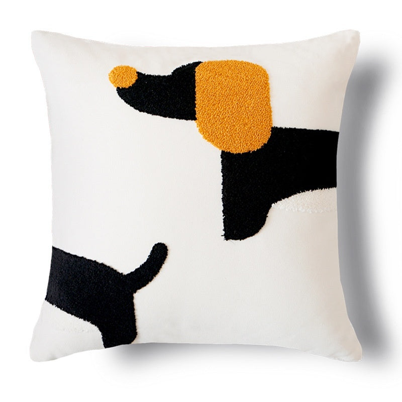 Embroidered Dachshund Pillow Cover