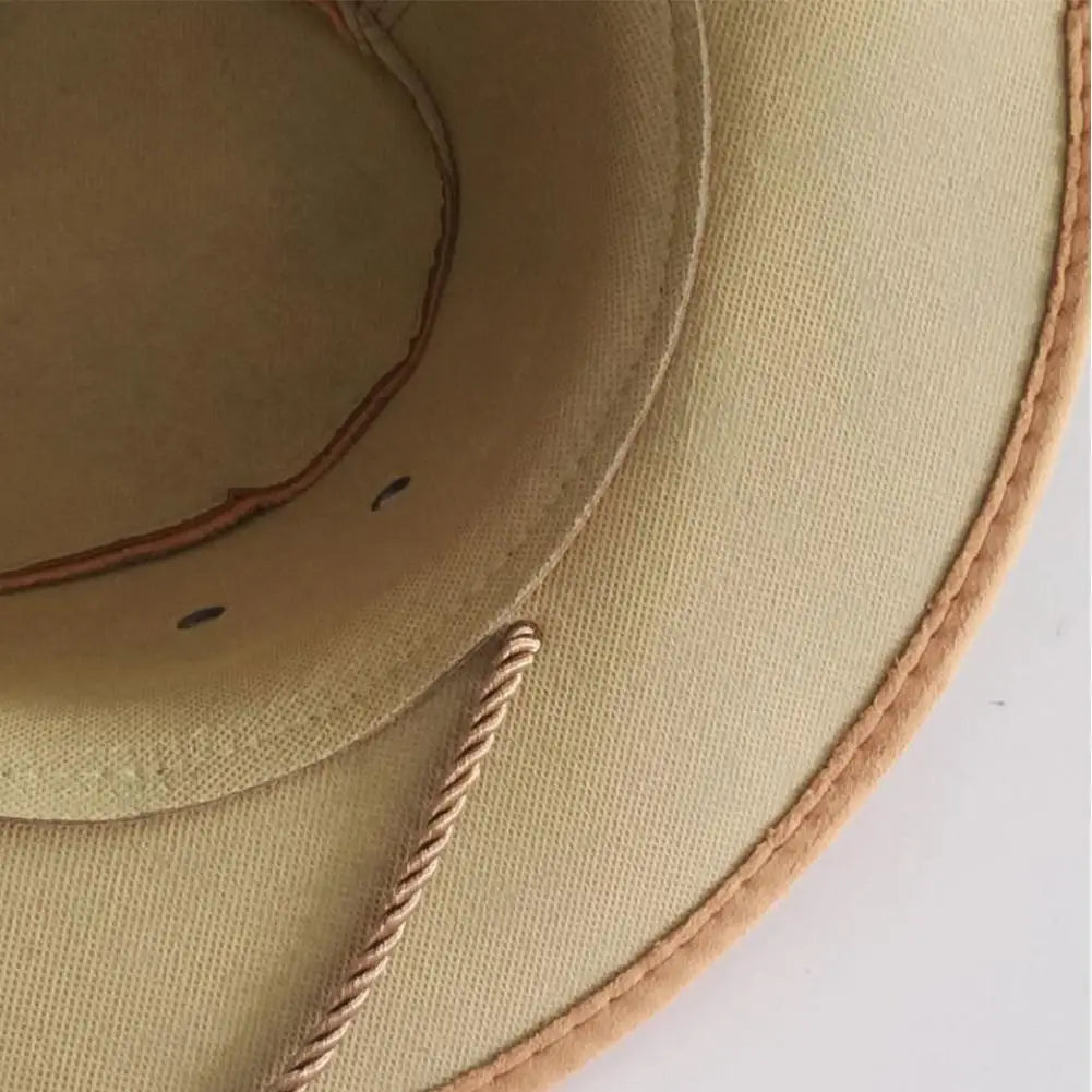 Classic Western Cowboy Hat Retro Men Felt Wide Brim Cowgirl Hats Women Rope Rider Panama Hat for Adults Kids