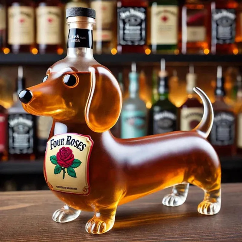 Dachshund Glass Whiskey Bottle - no liquid included