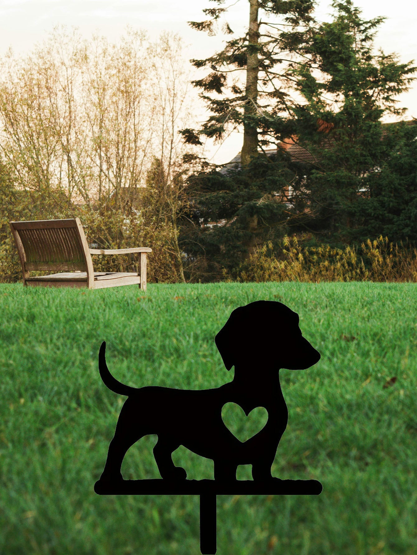 Dachshund Silhouette Garden Sign - Solid Wood Outdoor Decor For Yard & Patio